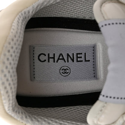 Chanel Calfskin Suede Crystal Womens CC Sneakers 40 White 6 of 8