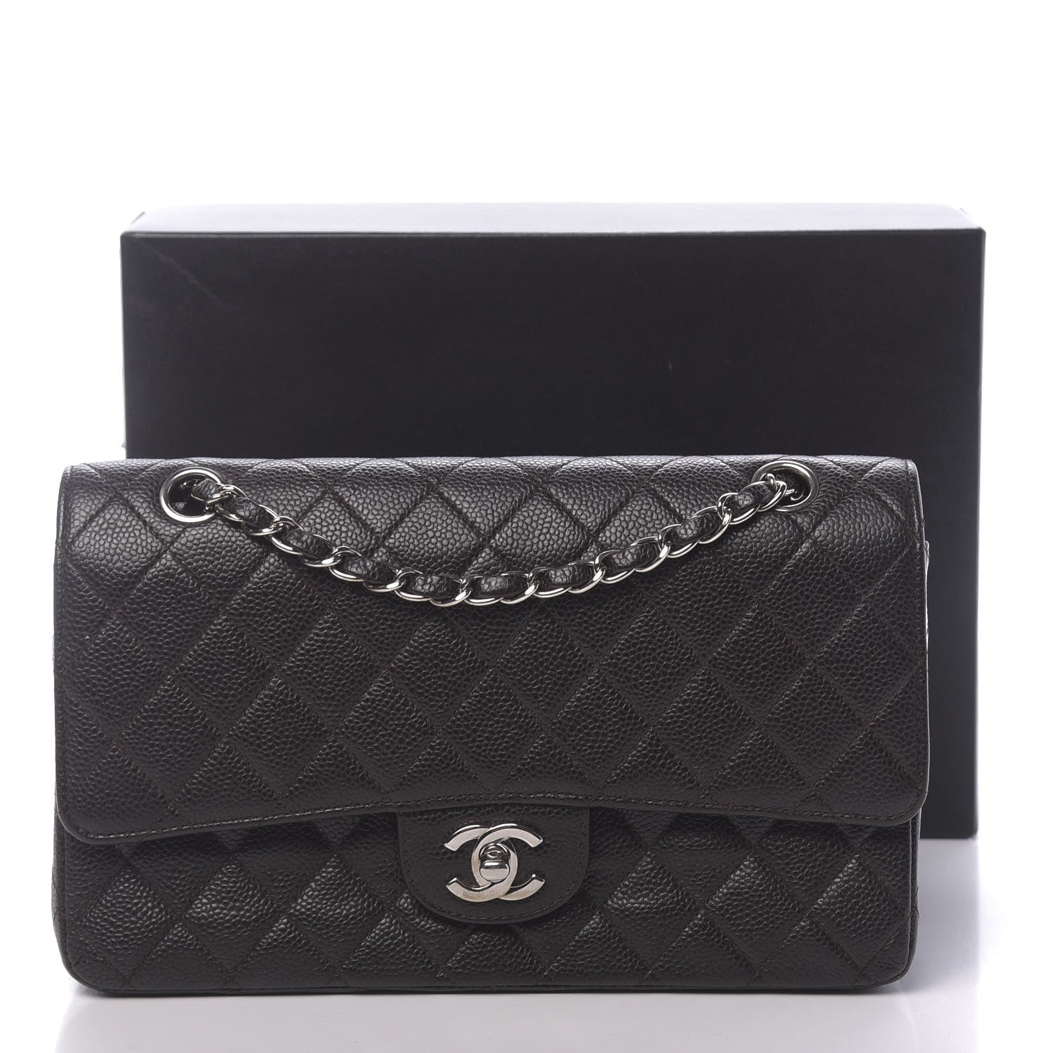 Chanel Caviar Quilted Medium Double Flap Brown 13 of 13