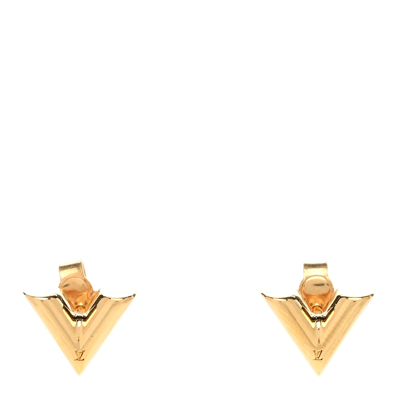 Louis Vuitton Brass Essential V Stud Earrings Gold 1 of 5