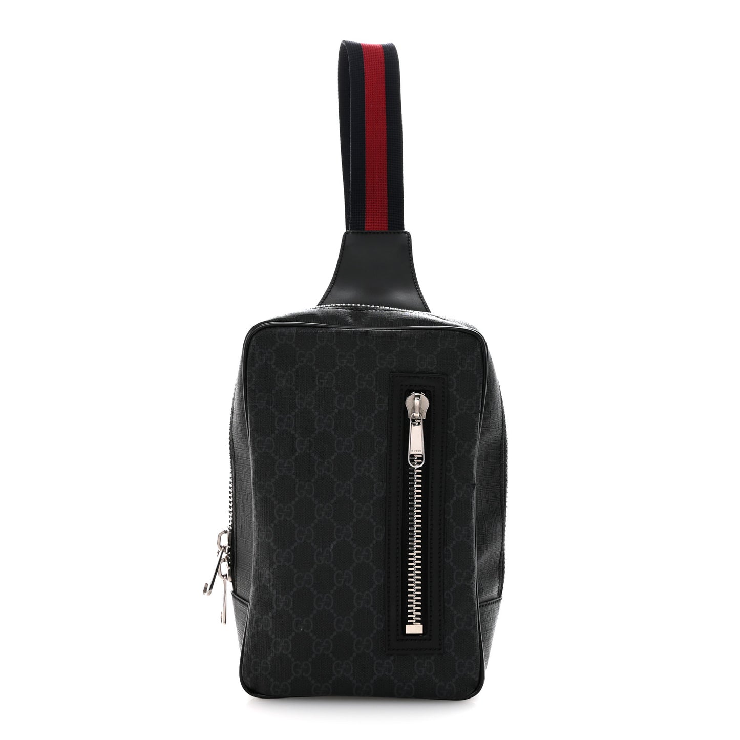 GG Supreme Monogram Web Belt Bag Black Grey