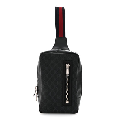 Gucci GG Supreme Monogram Web Belt Bag Black Grey 1 of 14