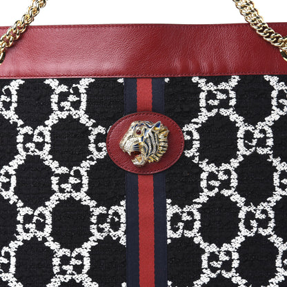 Gucci Tweed GG Monogram Large Rajah Chain Tote Romantic Cherry Black White 11 of 11