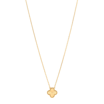 Van Cleef & Arpels 18K Yellow Gold Guilloche Vintage Alhambra Pendant Necklace 1 of 5