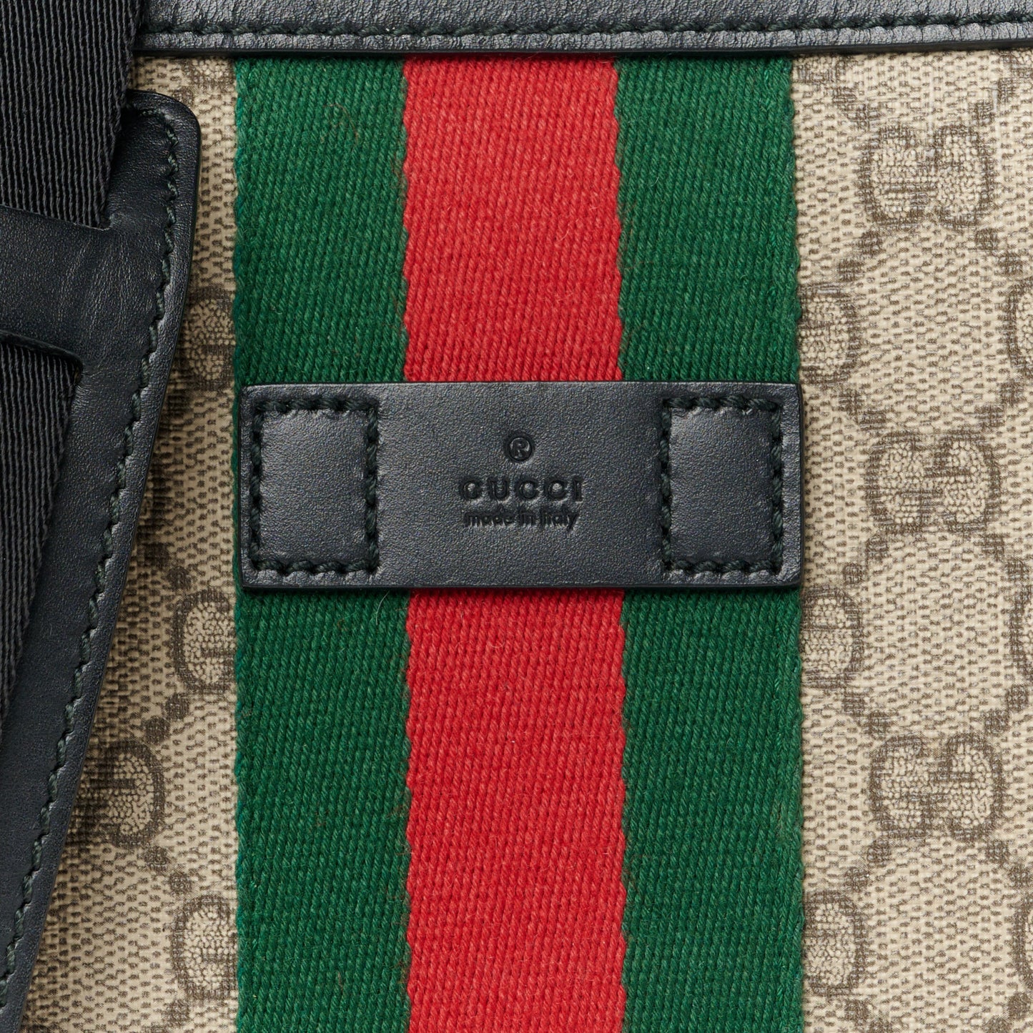 GG Supreme Monogram Web Messenger Bag Black