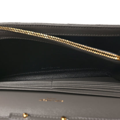 Saint Laurent Grain De Poudre Matelasse Chevron Monogram Chain Wallet Fog 5 of 10