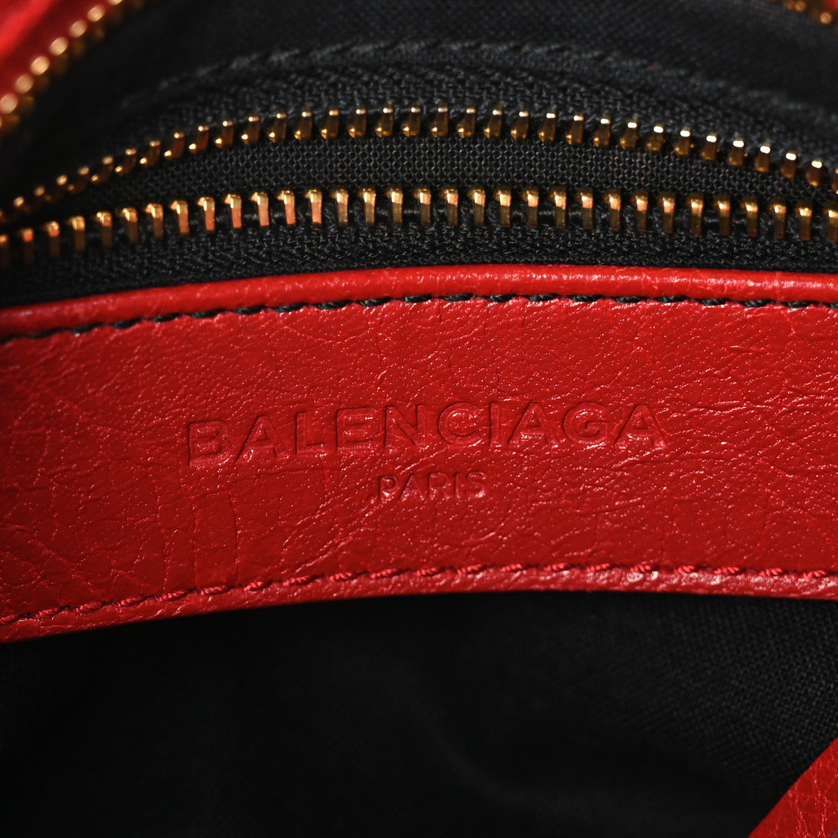 Balenciaga Agneau Gold Metallic Edge Hardware Mini City Rouge Groseille 7 of 11