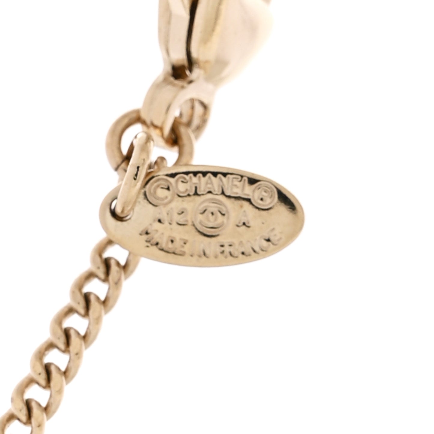 Crystal Pearl CC Pendant Necklace Gold