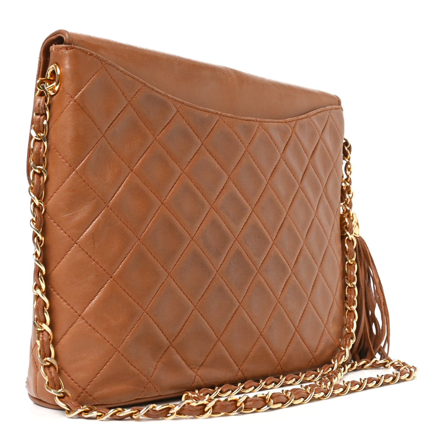 Lambskin Quilted CC Tassel Shoulder Bag Brown