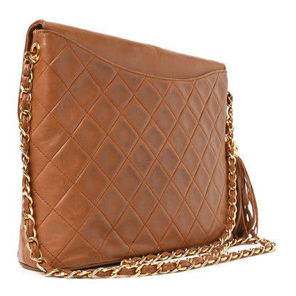 Chanel Lambskin Quilted CC Tassel Shoulder Bag Brown 3 of 10