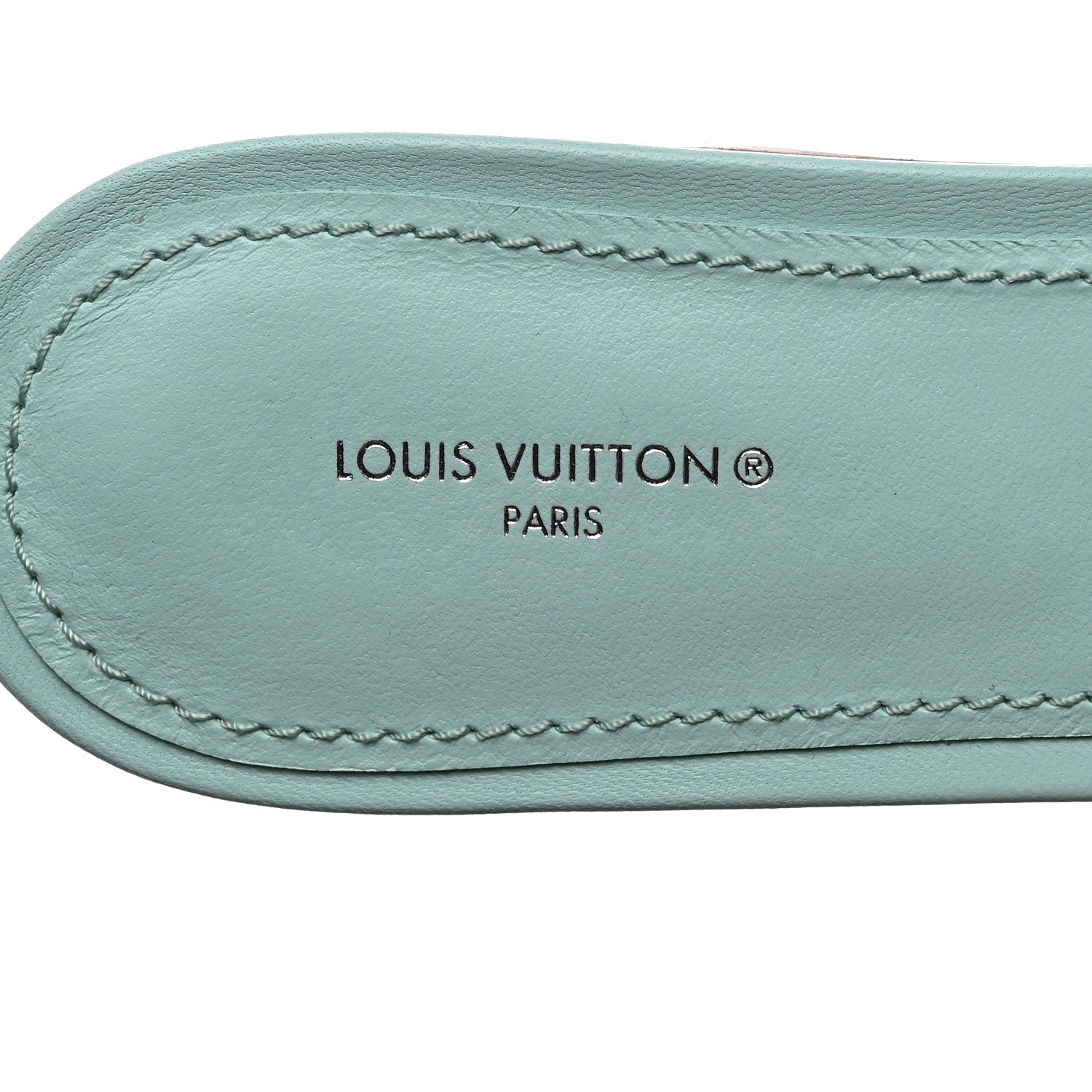Louis Vuitton Lambskin Embossed Monogram Revival Flat Mules 40 Vert D'eau Green 6 of 9