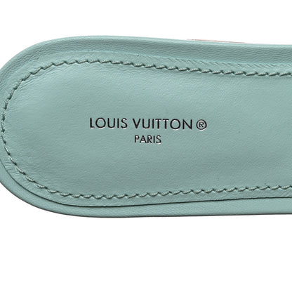 Louis Vuitton Lambskin Embossed Monogram Revival Flat Mules 40 Vert D'eau Green 6 of 9