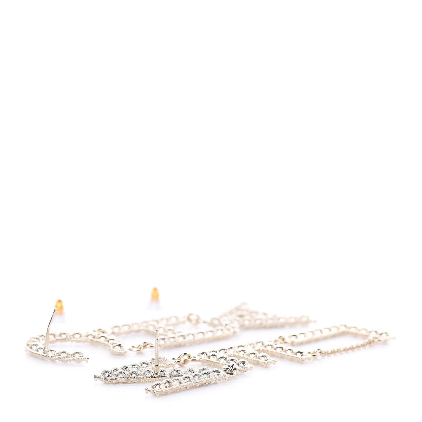 Crystal Cha-Nel Logo Drop Earrings Gold