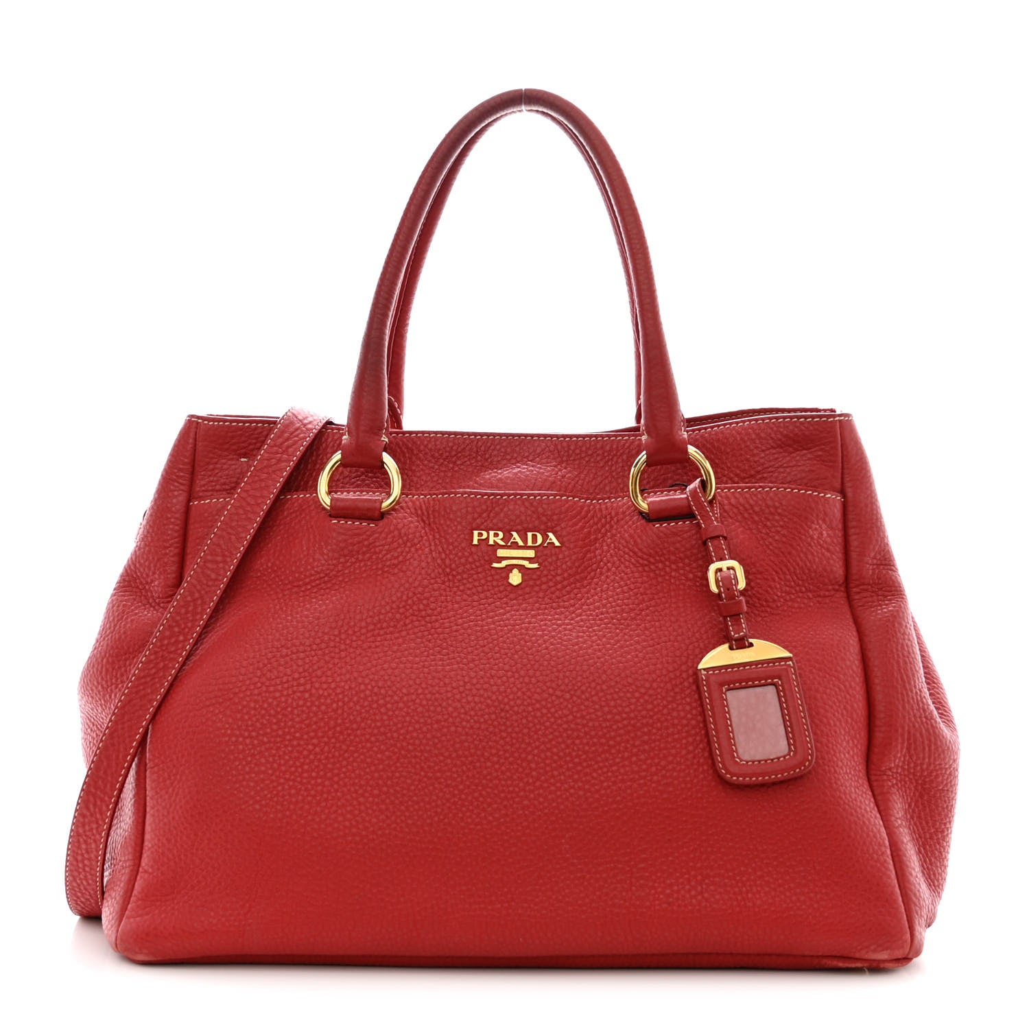 Prada Vitello Daino Tote Rosso 1 of 24