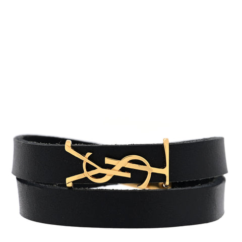 Calfskin Opyum Double Wrap Bracelet Black