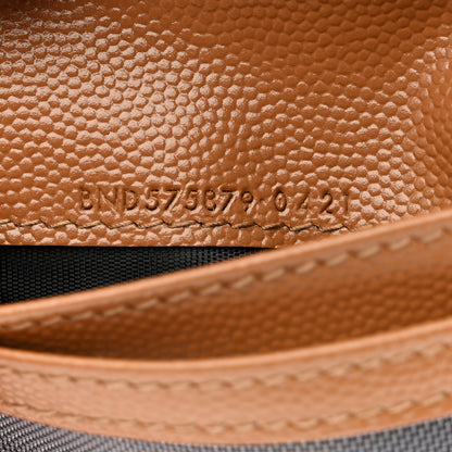 Saint Laurent Grain De Poudre Matelasse Chevron Monogram Zipped Card Case Natural Dark 7 of 7