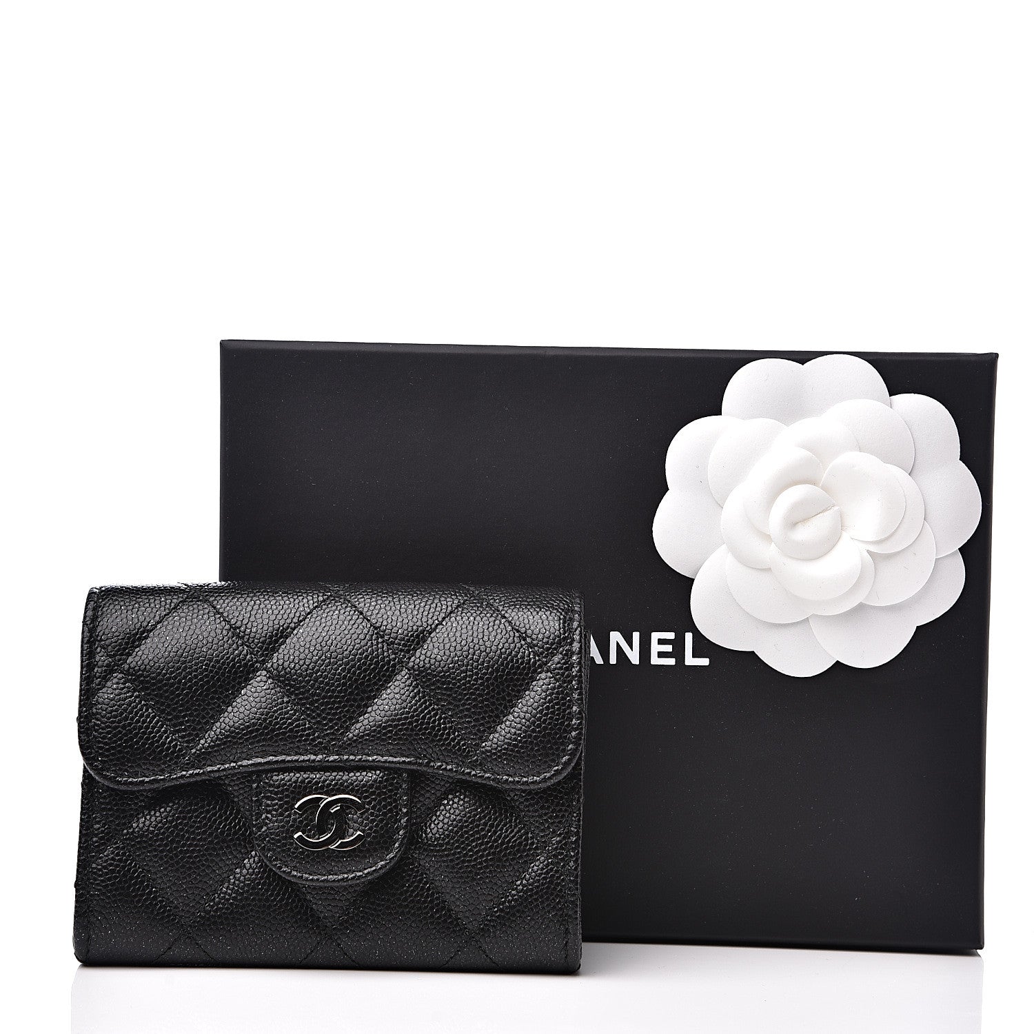 Chanel Iridescent Caviar Quilted Flap Card Holder Wallet Black 7 of 7
