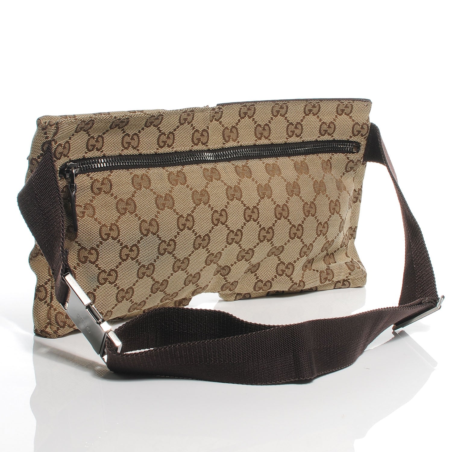 Gucci GG Monogram Web Double Pocket Belt Bag Ebony 3 of 7