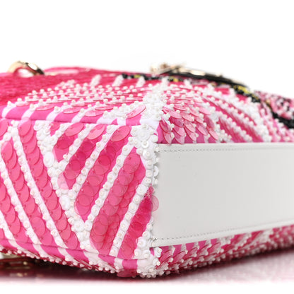 Christian Dior Canvas Sequin Beaded Embroidered Butterfly Lady D-Joy Pink Multicolor 8 of 9