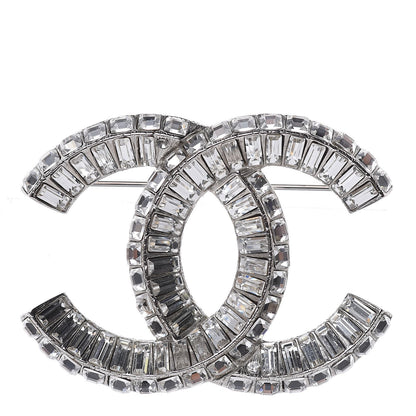 Chanel Baguette Crystal CC Brooch Silver 1 of 7