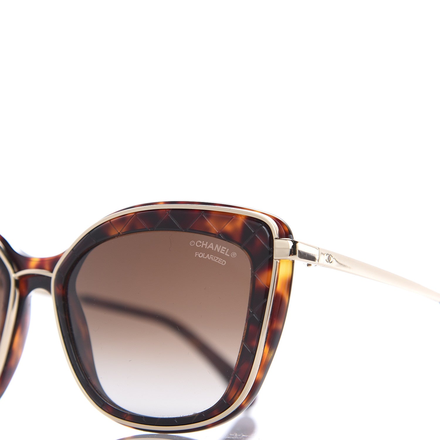 Chanel Acetate Quilted Metal Butterfly Sunglasses 4238 Dark Tortoise Gold 5 of 8