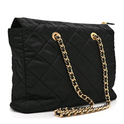 Prada Re-Nylon Impunturato Saffiano Triangle Stitched Re-Edition 1995 Chaine Large Shoulder Bag Black 3 of 10