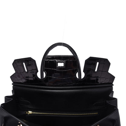 Hermes Taurillon Novillo Shiny Niloticus Crocodile Birkin Touch 30 Black 17 of 32