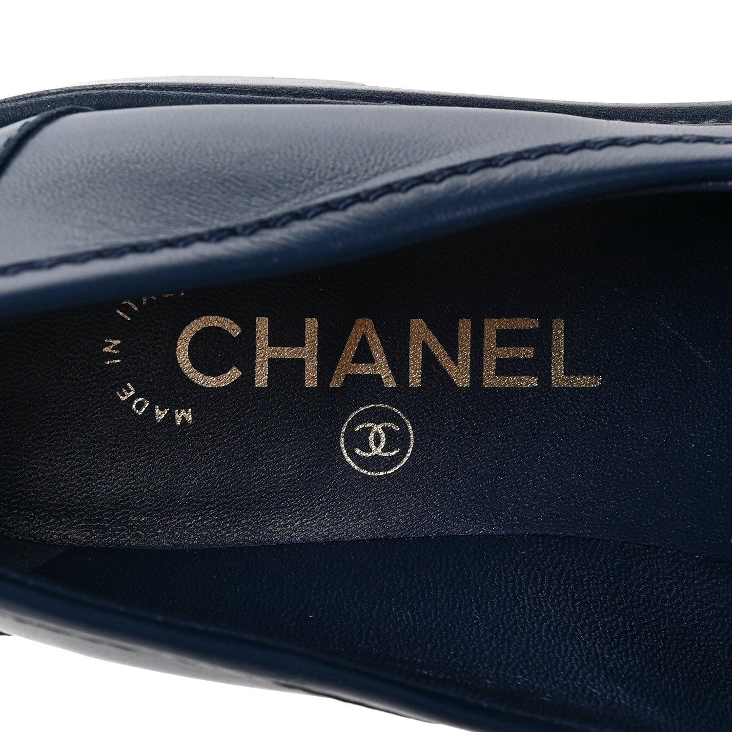 Chanel Lambskin Quilted CC Turnlock Loafers 37.5 Navy 7 of 7