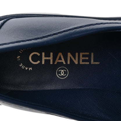 Chanel Lambskin Quilted CC Turnlock Loafers 37.5 Navy 7 of 7