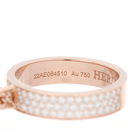 Hermes 18K Rose Gold Diamond Kelly Clochette Double Ring 50 5.25 6 of 7