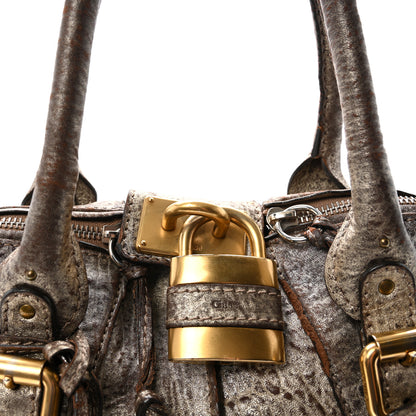 Chloe Metallic Pebbled Lambskin Medium Paddington Satchel Silver 7 of 9