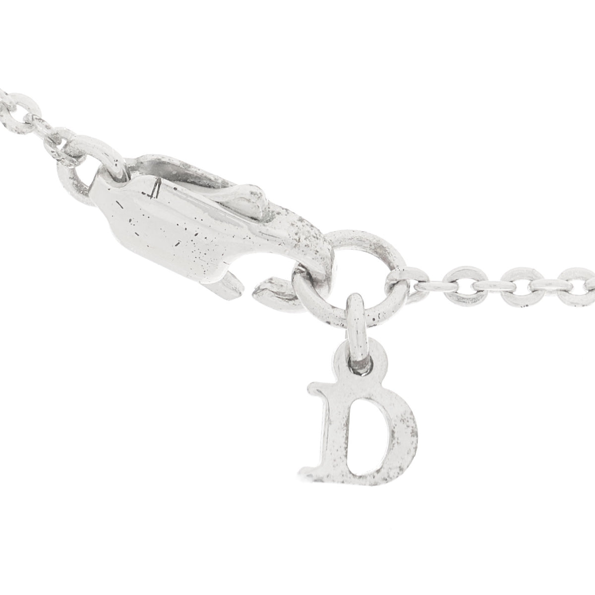 Metal Crystal Logo Choker Necklace Silver