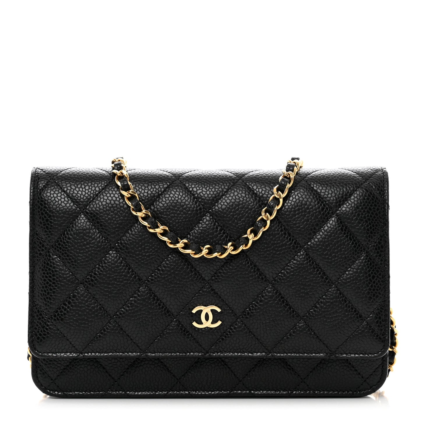 Caviar Quilted Wallet on Chain WOC Black