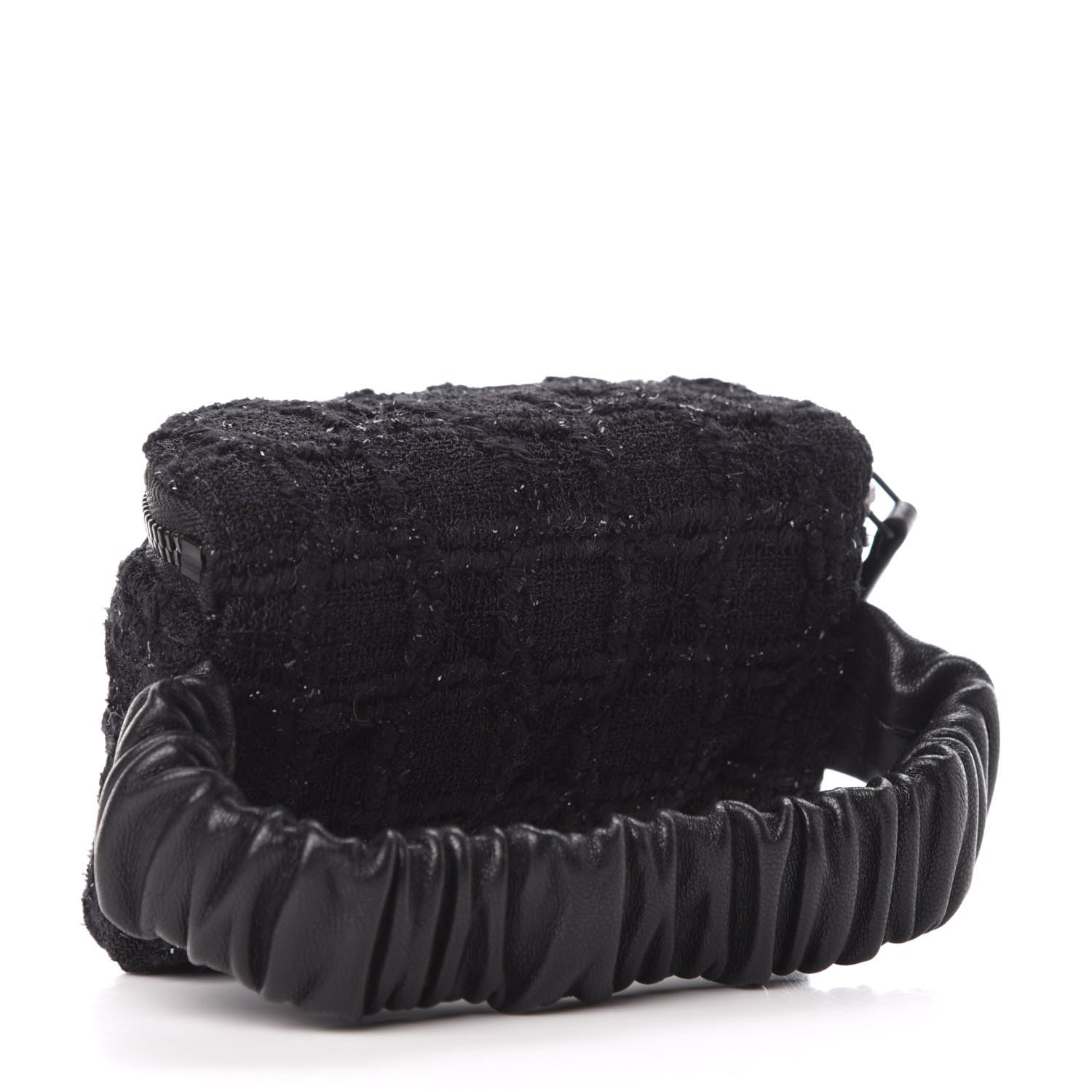 Chanel Tweed Lambskin Quilted Arm Coin Purse Black 3 of 7