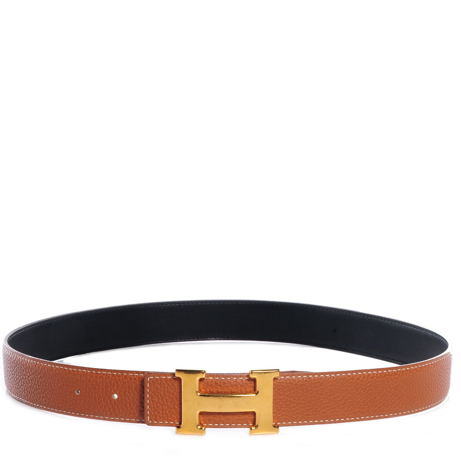 Hermes Togo Box Reversible Polished Constance 32mm H Belt Gold Noir 80 1 of 6