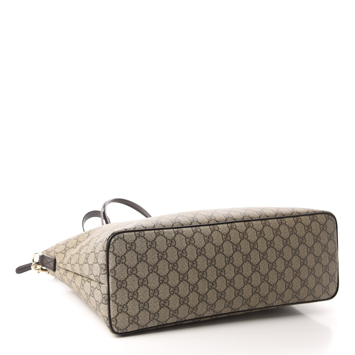 GG Supreme Monogram Medium Zippered Tote Dark Brown