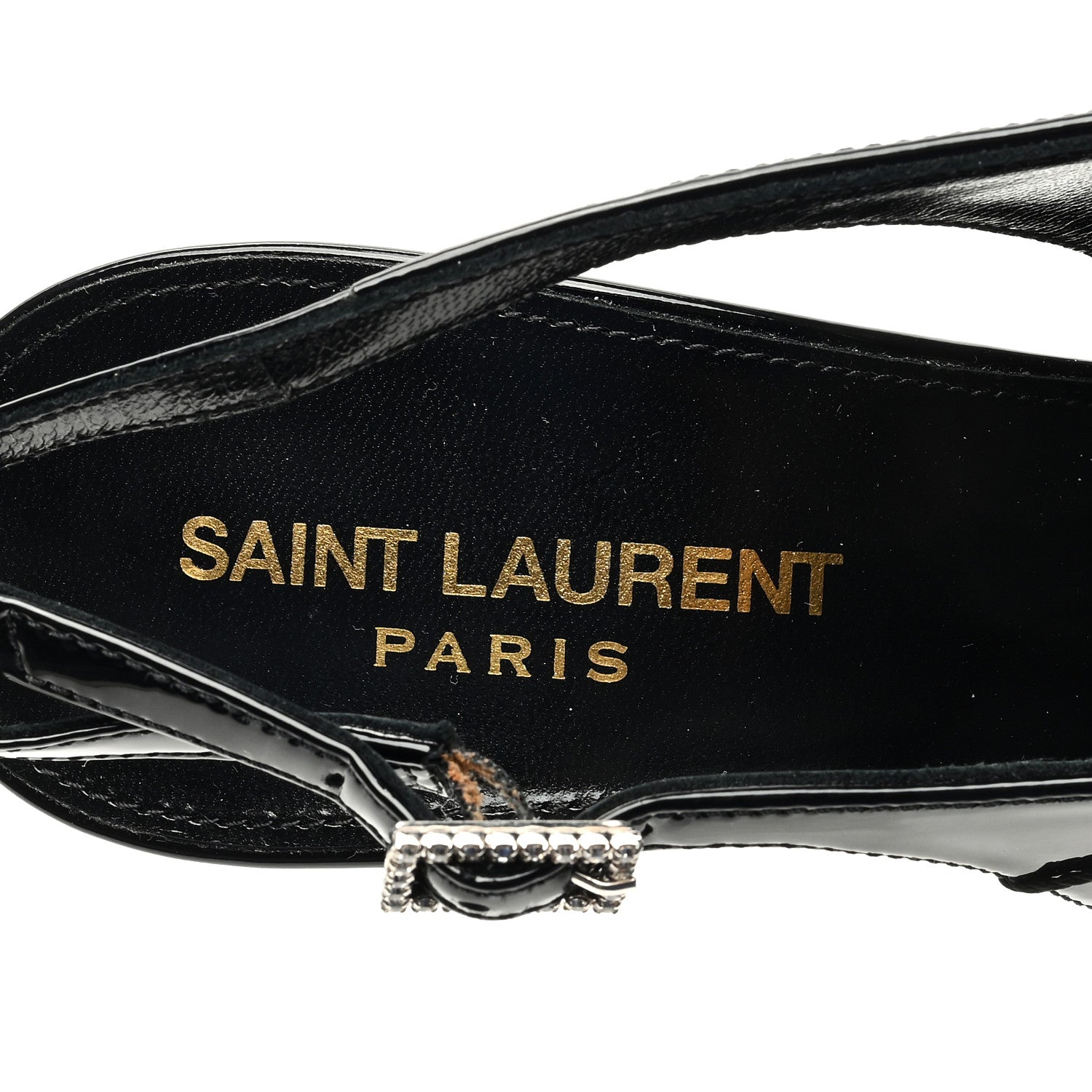 Saint Laurent Patent Calfskin Nico 110 Slingback Pumps 37.5 Black 7 of 7