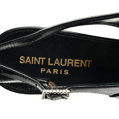 Saint Laurent Patent Calfskin Nico 110 Slingback Pumps 37.5 Black 7 of 7