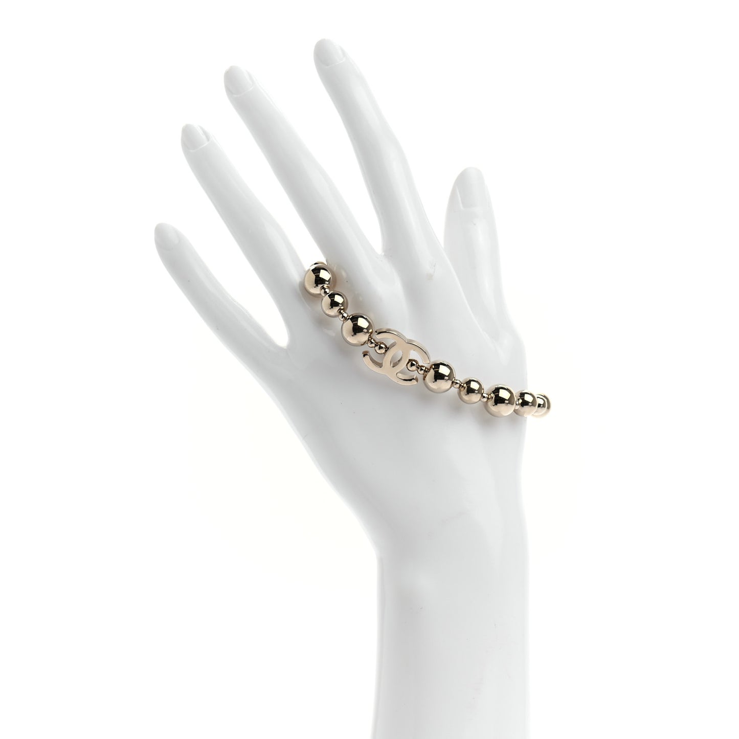 Metal Beaded CC Bracelet Gold