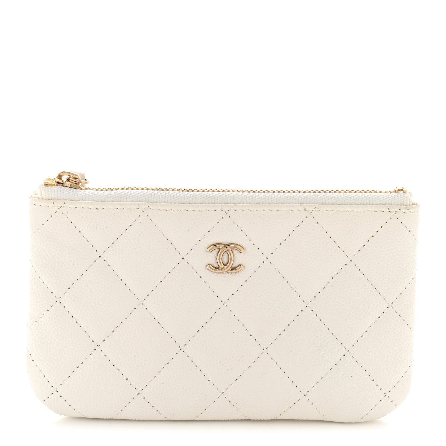 Chanel Caviar Quilted Small Cosmetic Case White 1 of 12