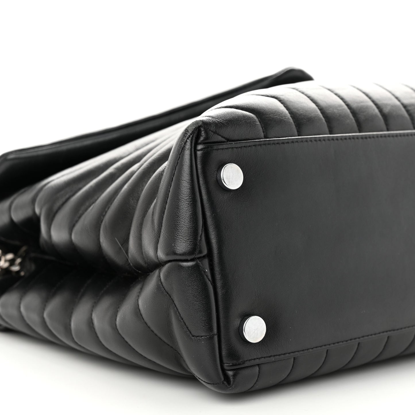 Calfskin Y Quilted Monogram Large Loulou Chain Satchel Black