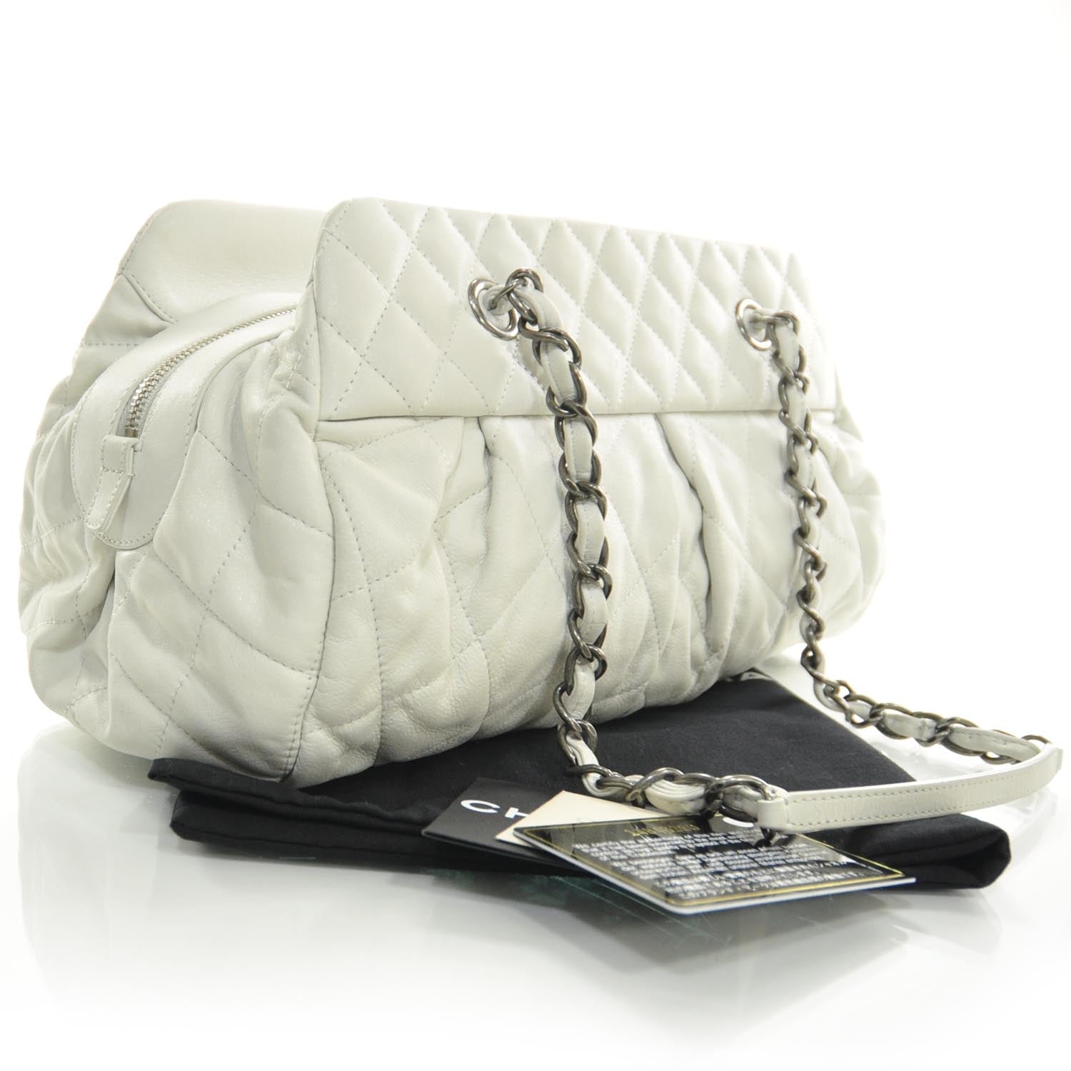 Chanel Iridescent Calfskin Chic Quilt Bowling Bag White 2 of 8