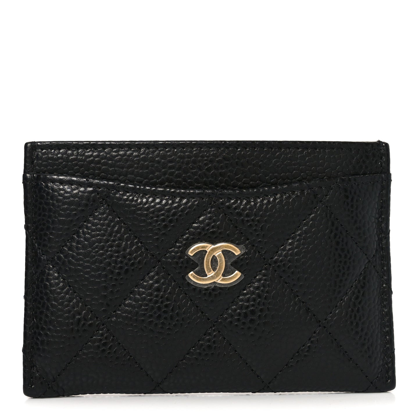 Caviar Quilted Card Holder Black