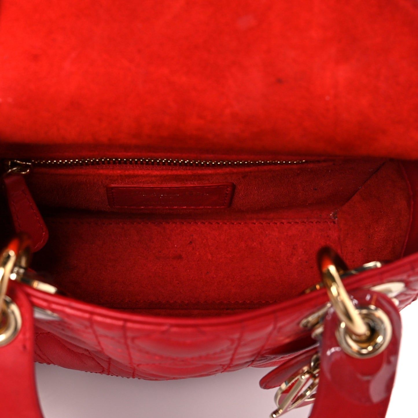 Calfskin Cannage Dioramour Mini Lady Dior Bag Bright Red