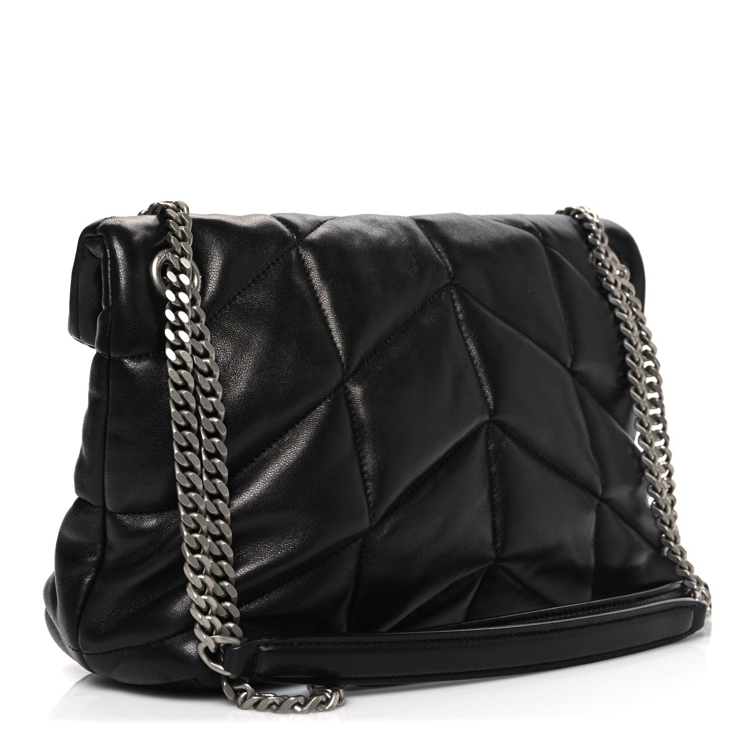 Saint Laurent Lambskin Quilted Small Loulou Puffer Monogram Chain Satchel Black 3 of 10