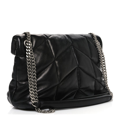Saint Laurent Lambskin Quilted Small Loulou Puffer Monogram Chain Satchel Black 3 of 10