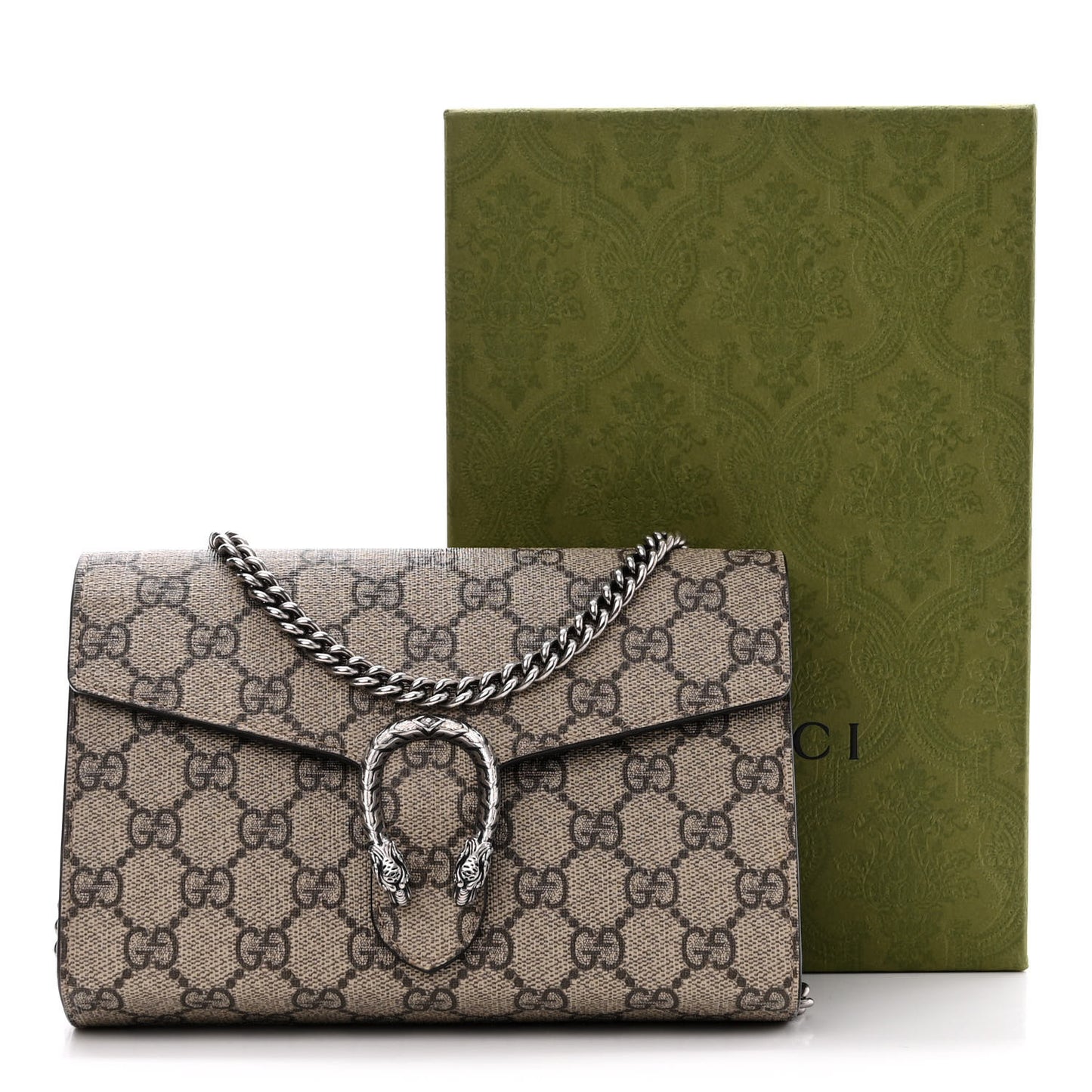 GG Supreme Monogram Mini Dionysus Chain Wallet Beige Taupe