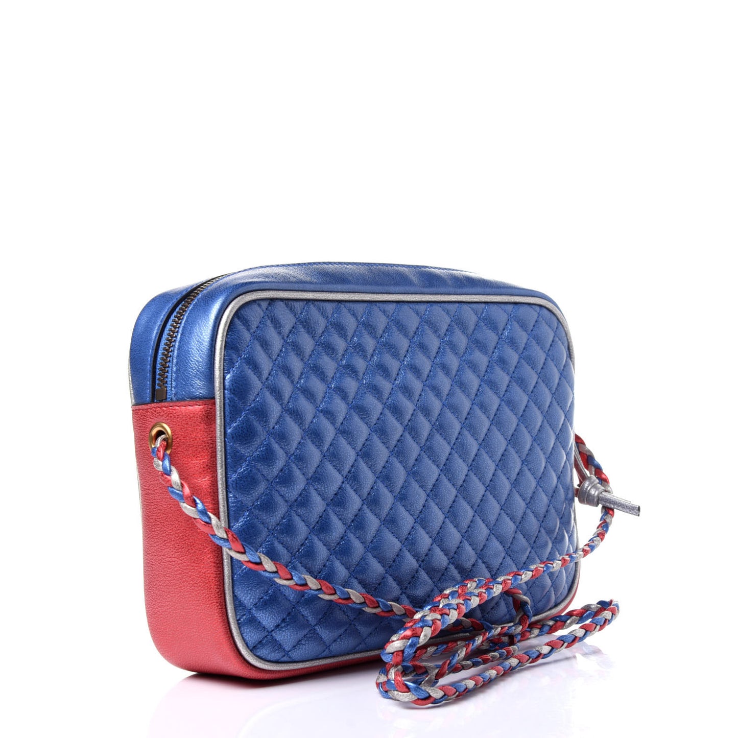 Laminated Nappa Trapuntata Small Zumi Shoulder Bag Rosso Marine Argento
