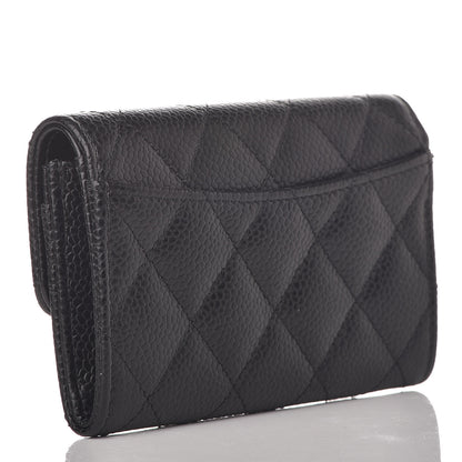 Chanel Caviar Quilted Flap Card Holder Wallet Black 3 of 9
