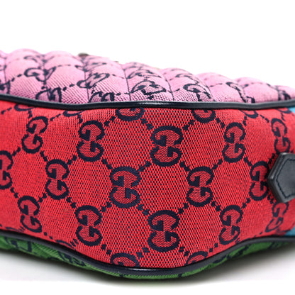 Gucci Monogram Multicolor Matelasse Diagonal Small GG Marmont Chain Shoulder Bag Pink Blue Green Red Light Blue 10 of 10