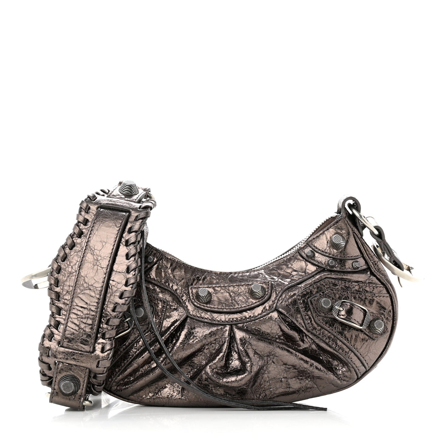Metallic Agneau Arena Le Cagole Shoulder Bag XS Dark Bronze
